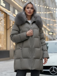 Купить пальто женское стеганные с мехом большого размера оптом от производителя зимние недорого в Екатеринбурге 7630K