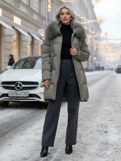 Купить пальто женское стеганные с мехом большого размера оптом от производителя зимние недорого в Омске 7630K