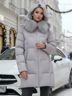 Купить пальто женское стеганные с мехом большого размера оптом от производителя зимние недорого в Омске 7630SK