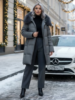 Купить пальто женское стеганные с мехом большого размера оптом от производителя зимние недорого в  Красноярске 7630TZ