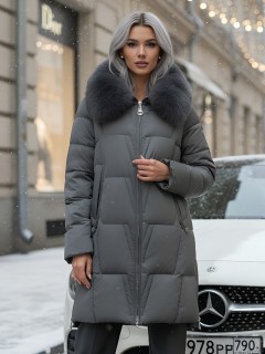 Купить пальто женское стеганные с мехом большого размера оптом от производителя зимние недорого в Омске 7630TZ