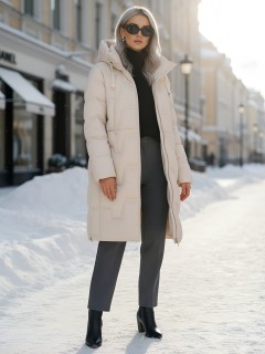 Купить пальто утепленное стеганное женское оптом от производителя зимнее недорого в Омске 7638B