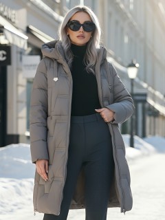 Купить пальто утепленное стеганное женское оптом от производителя зимнее недорого в Екатеринбурге 7638Sr