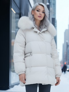 Купить куртки женские модные из натурального меха песец оптом от производителя зимние недорого в Екатеринбурге 7639B