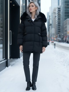 Купить куртки женские модные из натурального меха песец оптом от производителя зимние недорого в Екатеринбурге 7639Ch