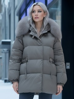 Купить куртки женские модные из натурального меха песец оптом от производителя зимние недорого в Екатеринбурге 7639K