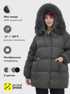 Купить куртки женские модные из натурального меха песец оптом от производителя зимние недорого в Москве 7639TZ