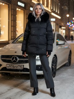 Купить куртки женские стеганные c натуральным мехом песец оптом от производителя недорого в Екатеринбурге 7658Ch