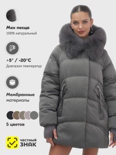 Купить куртки женские стеганные c натуральным мехом песец оптом от производителя недорого в  Красноярске 7658TC