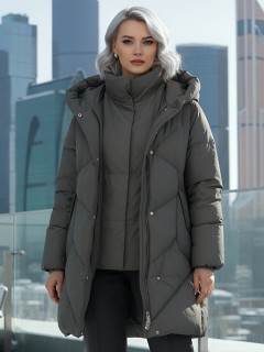 Купить пальто двубортное утепленное женское оптом от производителя зимнее недорого в Омске 7732Z