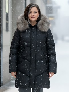 Купить пальто женское стеганные с мехом большого размера оптом от производителя зимние недорого в Екатеринбурге 7745Ch