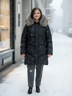 Купить пальто женское стеганные с мехом большого размера оптом от производителя зимние недорого в  Красноярске 7745Ch