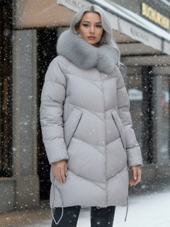 Купить пальто женское стеганные с мехом большого размера оптом от производителя зимние недорого в  Красноярске 7745SK