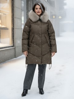 Купить пальто женское стеганные с мехом большого размера оптом от производителя зимние недорого в  Красноярске 7745TK