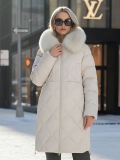 Купить пальто женское стеганные с мехом большого размера оптом от производителя зимние недорого в Омске 7753B