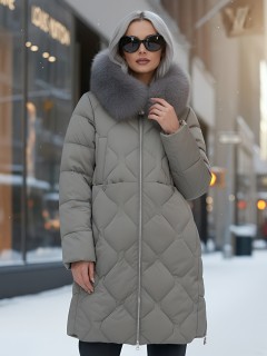 Купить пальто женское стеганные с мехом большого размера оптом от производителя зимние недорого в Омске 7753K