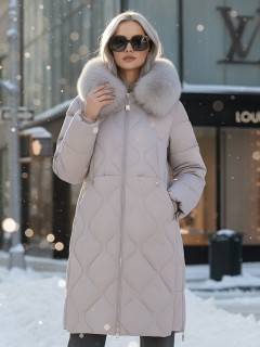 Купить пальто женское стеганные с мехом большого размера оптом от производителя зимние недорого в Омске 7753SK