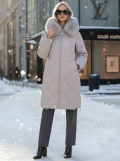 Купить пальто женское стеганные с мехом большого размера оптом от производителя зимние недорого в  Красноярске 7753SK