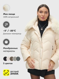 Купить куртки женские модные из натурального меха песец оптом от производителя зимние недорого в Москве 7759B