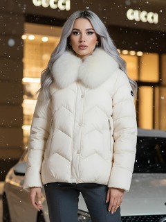 Купить куртки женские модные из натурального меха песец оптом от производителя зимние недорого в Екатеринбурге 7759B