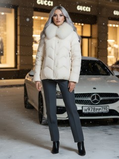 Купить куртки женские модные из натурального меха песец оптом от производителя зимние недорого в Екатеринбурге 7759B