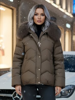 Купить куртки женские модные из натурального меха песец оптом от производителя зимние недорого в Екатеринбурге 7759K