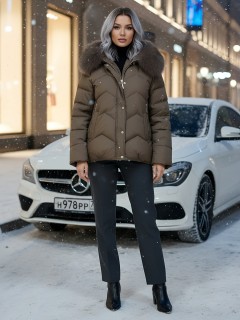 Купить куртки женские модные из натурального меха песец оптом от производителя зимние недорого в Екатеринбурге 7759K