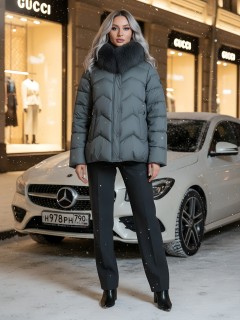 Купить куртки женские модные из натурального меха песец оптом от производителя зимние недорого в Екатеринбурге 7759TC