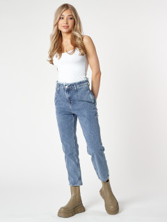 Купит оптом от производителя джинсы прямого кроя женские с высокой талией недорого в Москве 816-1Gl