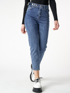 Купить оптом от производителя джинсы женские прямые с высокой талией в Москве 840Gl