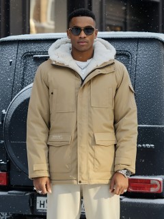 Купить куртку парку мужскую зимнюю с мехом с капюшоном оптом от производителя недорого в Нижнем Новгороде 8751G