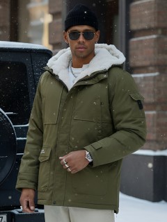 Купить куртку парку мужскую зимнюю с мехом с капюшоном оптом от производителя недорого в Нижнем Новгороде 8751Kh