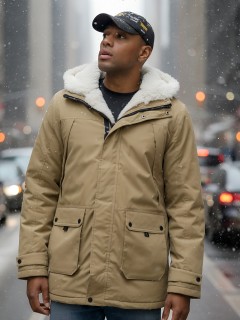 Купить куртку парку мужскую зимнюю с мехом с капюшоном оптом от производителя недорого в Нижнем Новгороде 8753G