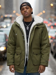 Купить куртку парку мужскую зимнюю с мехом с капюшоном оптом от производителя недорого в  Красноярске 8753Kh