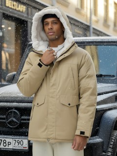 Купить куртку парку мужскую зимнюю с мехом с капюшоном оптом от производителя недорого в  Красноярске 8755G