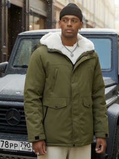 Купить куртку парку мужскую зимнюю с мехом с капюшоном оптом от производителя недорого в Нижнем Новгороде 8755Kh