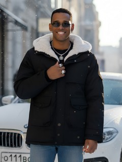 Купить куртку парку мужскую зимнюю с мехом с капюшоном оптом от производителя недорого в Екатеринбурге 8757Ch