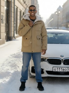 Купить куртку парку мужскую зимнюю с мехом с капюшоном оптом от производителя недорого в Екатеринбурге 8757G