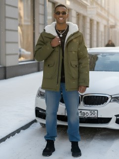 Купить куртку парку мужскую зимнюю с мехом с капюшоном оптом от производителя недорого в Екатеринбурге 8757Kh