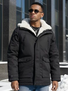 Купить куртку парку мужскую зимнюю с мехом с капюшоном оптом от производителя недорого в  Красноярске 8761Ch