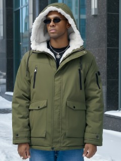 Купить куртку парку мужскую зимнюю с мехом с капюшоном оптом от производителя недорого в Нижнем Новгороде 8761Kh