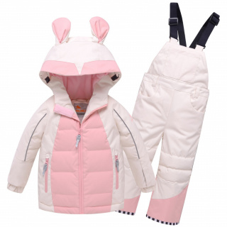 Детский зимний костюм горнолыжный бежевого цвета купить оптом в интернет магазине MTFORCE 9002B