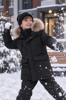 Купить куртку парку детскую зимнюю подростковую для мальчика с мехом оптом от производителя недорого в Уфе 9441Ch