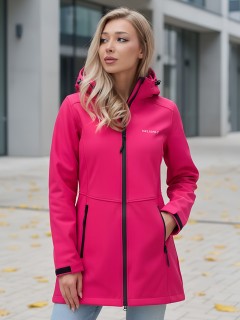 Парка спортивная женская с капюшоном softshell розового цвета 9568R