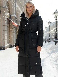 Купить пальто куртку женскую утепленную с капюшоном зимнюю оптом от производителя недорого в Минске 9605Ch