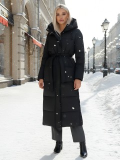 Купить пальто куртку женскую утепленную с капюшоном зимнюю оптом от производителя недорого в Новосибирске 9605Ch