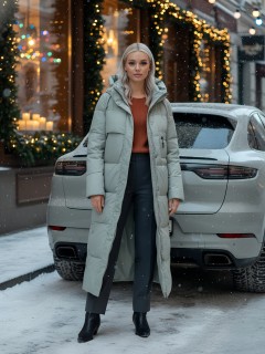 Купить пальто куртку женскую утепленную с капюшоном зимнюю оптом от производителя недорого в Новосибирске 9611Z