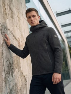 Ветровка мужская софтшелл виндстоппер с капюшоном спортивная черного цвета 9613_2Ch