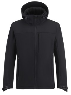 Ветровка мужская софтшелл виндстоппер с капюшоном спортивная черного цвета 9615_1Ch
