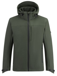 Ветровка мужская софтшелл виндстоппер с капюшоном спортивная цвета хаки 9615_1Kh